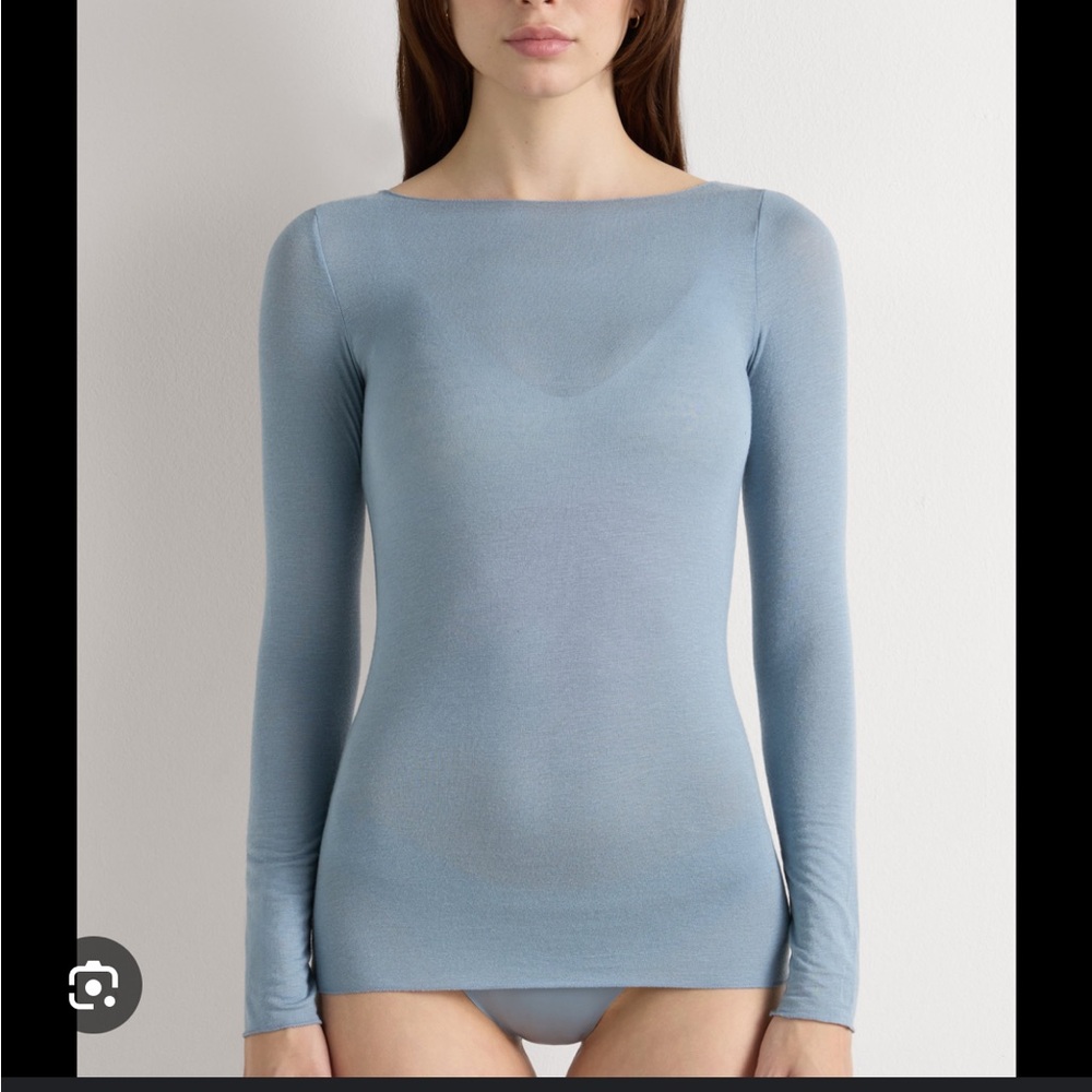 Intimissimi Boat Neck Modal Ultralight Top in Ash Blue size Medium
